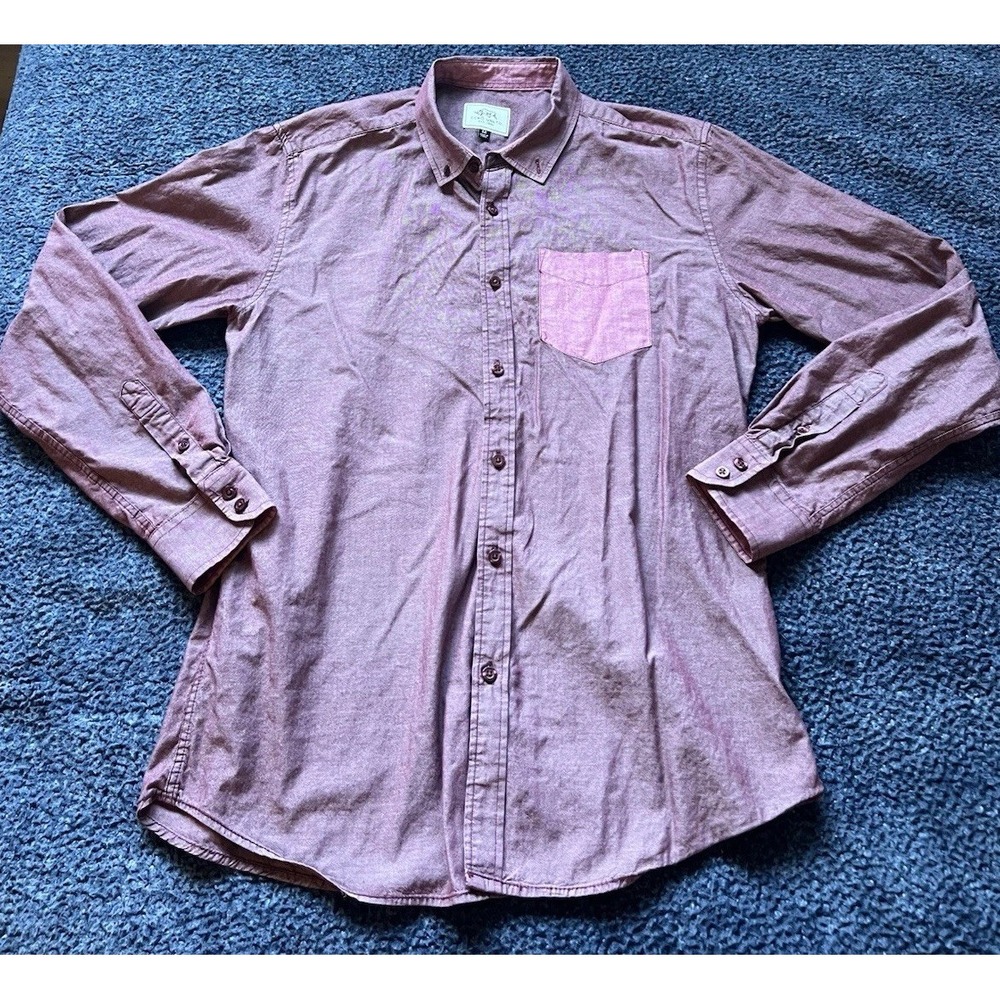 MARC ECKŌ Button Shirt Men's Medium Red Long Sleeve Casual Y2K Unlimited Retro